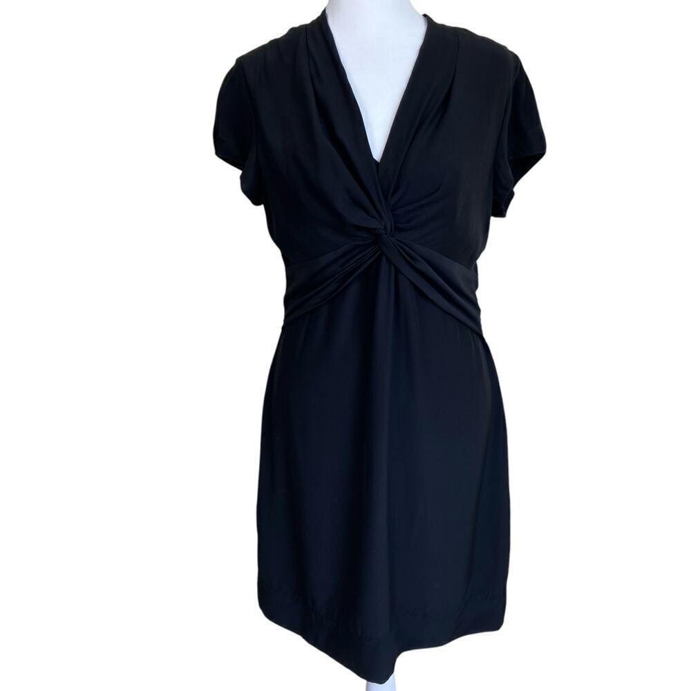 Banana Republic 100% Silk Sheath Dress Front Twist Classic Little Black Dress Sm